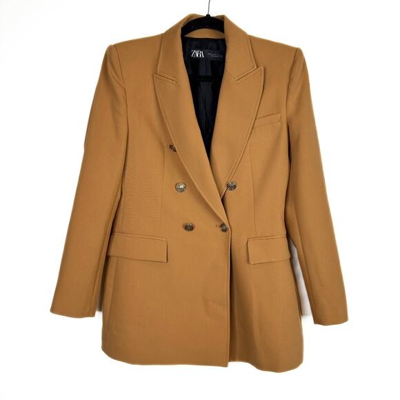 NWOT Zara Double Breasted Long Camel Color Blazer. Blogger fave. - Picture 7 of 13